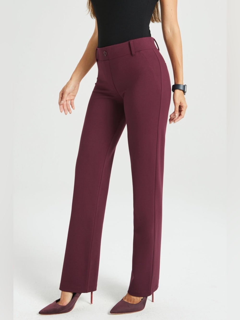 NEW Betabrand Classic DPYP™ Dress Pant Yoga Pant | Straight (Burgundy)
